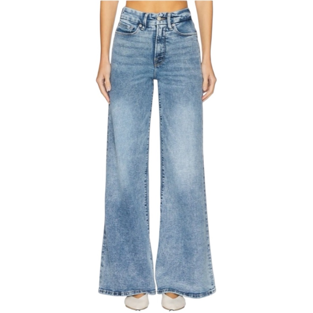 Last 1! NWT Good American Good Waist High Rise Palazzo Jeans - Picture 6 of 16